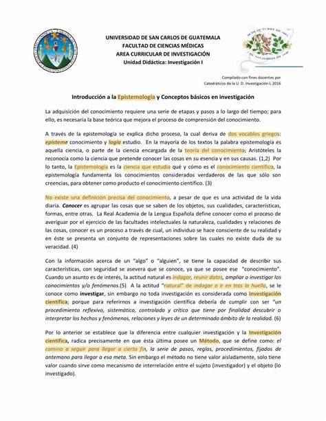 Introducción a la Epistemología y Conceptos básicos en investigación (Artículo) Unipem